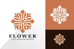 Logotipo de la flor de la naturaleza de oro y el concepto de vector de diseño de icono para la plantilla