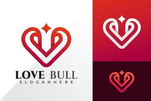 amor, toro, logotipo, diseño, vector, plantilla vector