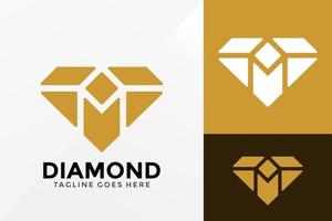 Letra m diseño de logotipo de joyería de diamantes, diseños de logotipos de identidad de marca plantilla de ilustración vectorial vector