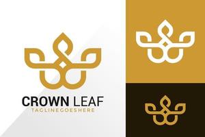 Diseño de logotipo de corona y hoja, concepto de diseños de logotipos creativos para plantilla vector