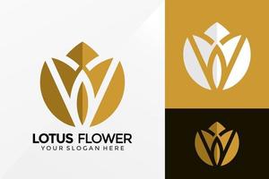 diseño de vector de logo de loto dorado. emblema de identidad de marca, concepto de diseños, logotipos, elemento de logotipo para plantilla.