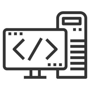 COMPUTER PROGRAM  LINE ICON VECTOR .