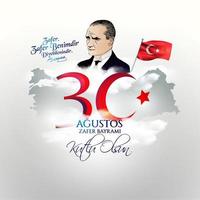 Turkey National Celebration Card, Badge, Banner or Poster Vector Design 30 agustos zafer bayrami kutlu olsun, English translate, Happy August 30, Victory Day