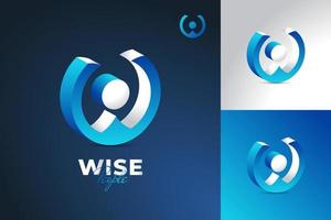 3D People Logo Design with Initial Letter W and O in Blue and White. WO or OW Monogram Logo or Symbol vector