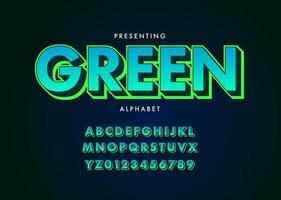 Modern Bold Font Effect With Green color and 3d effect vector