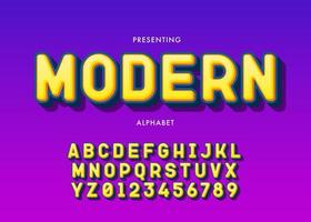 Set of pop art style alphabet letters and numbers with 3d extrude effect vector