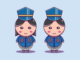 vector set cute police officer character cartoon icon illustration