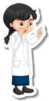 Scientist girl cartoon character sticker vector