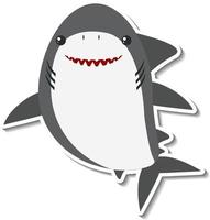 Chubby shark sea animal cartoon sticker vector