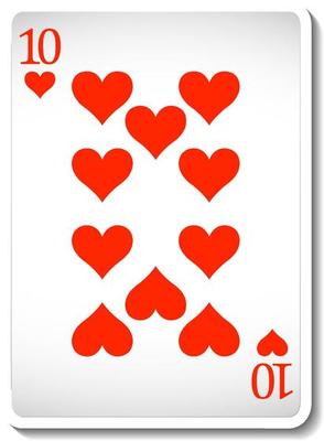 Ten of Hearts Playing Card Isolated