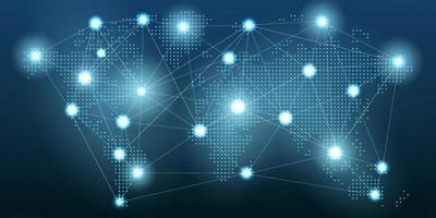 mapa del mundo con el concepto de red de comunicación global vector