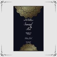 Luxury gold mandala ornate background for wedding invitation, book cover vector