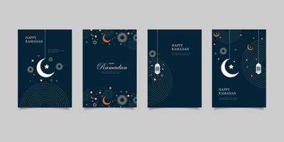 tarjeta de felicitación feliz colección de ramadán vector