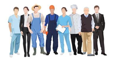 Set of 8 pcs people of different professions on a white background - Vector