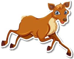 Deer walking cartoon character sticker vector