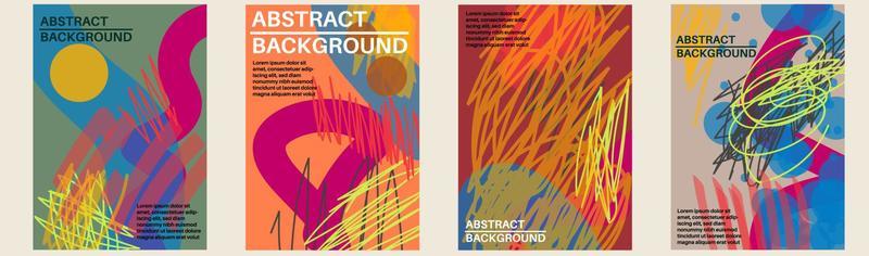Abstract doodle background, template, artistic covers design, colorful texture. Trendy pattern, graphic poster, geometric brochure, card.