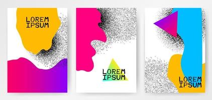 Colorful modern abstract posters, card with gradients, textures, color liquid, geometrical shape on white background. Covers, templates. vector