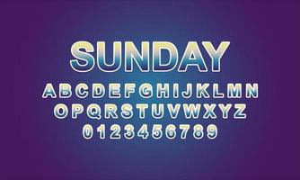 sunday font alphabet vector