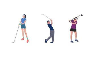 illustration of group of people playing golf vector