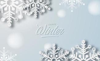 Winter poster banner with 3d crystal snowflake luxury elegant poster banner template vector