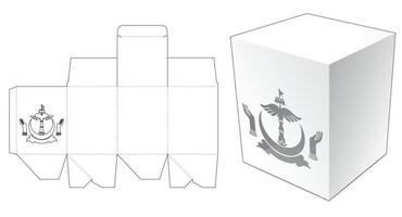 Box with Brunei symbol window die cut template vector
