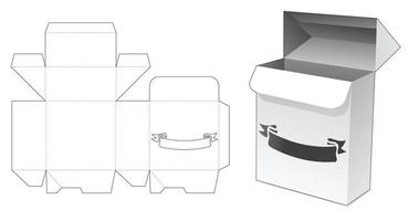 caja cerrada automática con plantilla troquelada de ventana de cinta vector