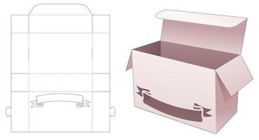 Simple box with ribbon window die cut template vector