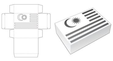 Box with stenciled Malaysia flag die cut template vector