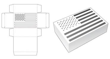 Caja con plantilla troquelada de bandera de EE. UU. vector