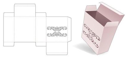 Simple box with stenciled floral die cut template vector