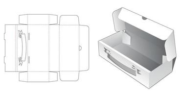 Folding flip box with stenciled ribbon die cut template vector