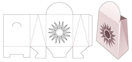 bolsa con tapa de cartón con plantilla troquelada de sol estampada vector