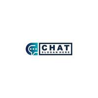 logotipo de chat con burbujas de chat únicas que son fáciles de reconocer y recordar vector