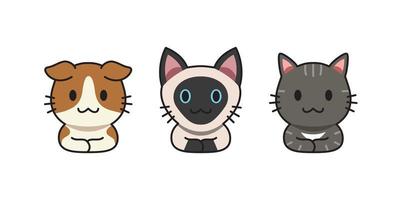 Set of vector cartoon cute cats