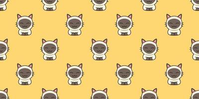 Cartoon siamese cat seamless pattern background vector