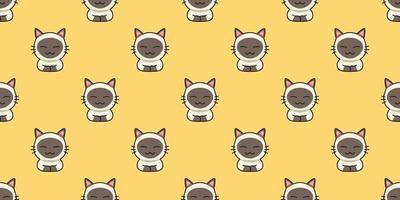 Cartoon siamese cat seamless pattern background vector