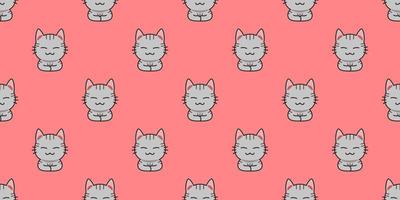 Cartoon tabby cat seamless pattern background vector