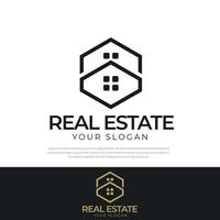 logotipo de bienes raíces de hexágono moderno premium, icono, símbolo, plantilla de logotipo residencial vector