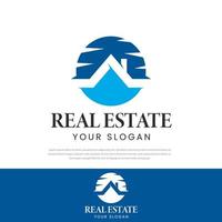 Real estate logo illustration under the twilight circle in the shape of a circle.House,icon,symbol vector