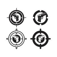 Gun logo and Army soldier sniper shot vector Design Illustration military shot revolver