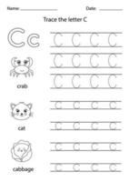 Learning English alphabet for kids. Letter C. vector