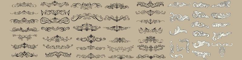 Huge mega big collection or set of vector decorative elements for design,