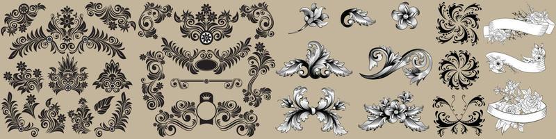 Huge mega big collection or set of vector decorative elements for design,