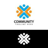 Human social, unity, together, connection, relation, community logo template design vector