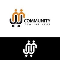 Human social, unity, together, connection, relation, community logo, initial letter mw logo template design vector