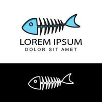 fish bone skeleton logo template design vector