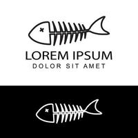 fish bone skeleton logo template design vector