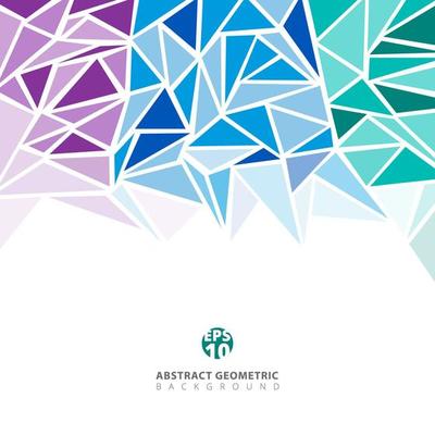 Abstract purple, blue, green geometric and triangle patterns for background texture with copy space.