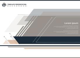 Geometric presentation template on white background with copy space smooth  technology concept. vector