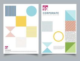 Brochure design template, Flyer cover geometric square. triangle, line colorful pastels design layout copy space for photo background vector